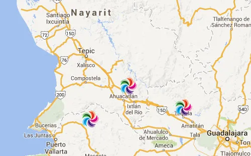 Mapa de Pueblos Mágicos en Nayarit
