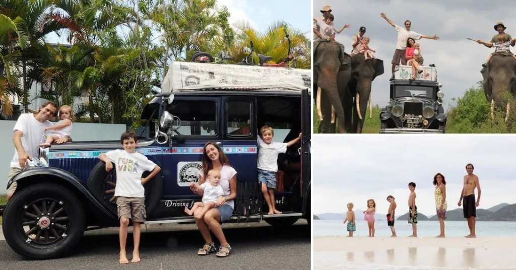 La odisea de una pareja y sus cuatro hijos que recorren hace quince años el mundo en un automóvil de 1928
